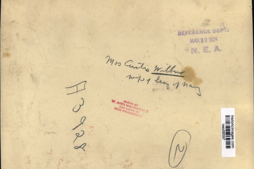 1924 Press Photo Olive Doolittle Wilbur, wife of the Secy of Navy Curtis Wilbur