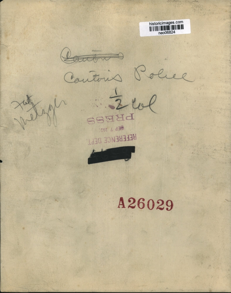 1920 Press Photo Coiitois Police Fat Metzger - neo06824