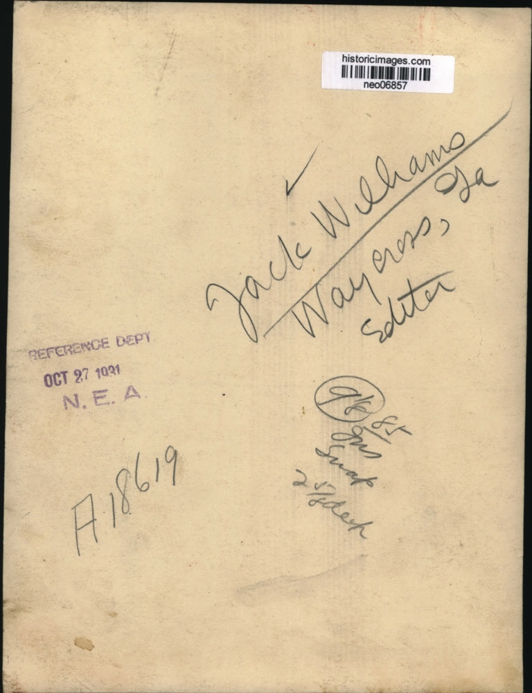 1931 Press Photo Jack Wilhams Waycress Editor - neo06857