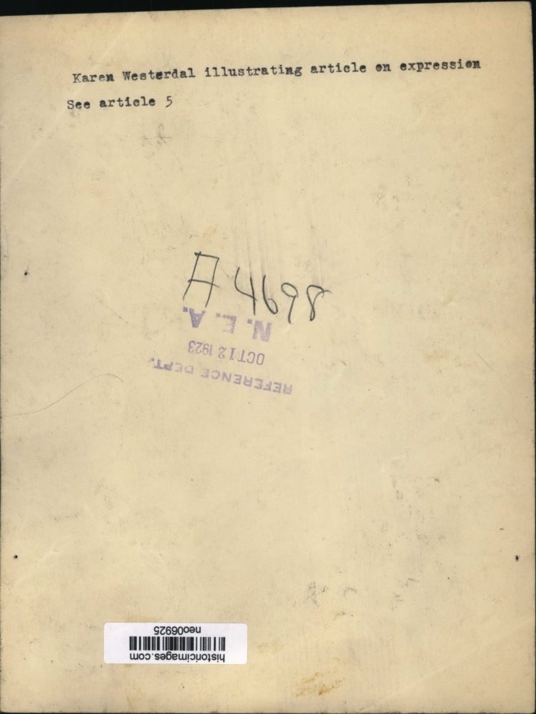 1923 Press Photo Karen Westerdal Illustrating Article on Expression - neo06925