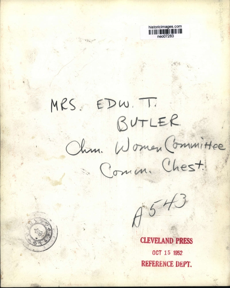 1952 Press Photo Mrs. Edward T. Butler of Women Committee Community Chest