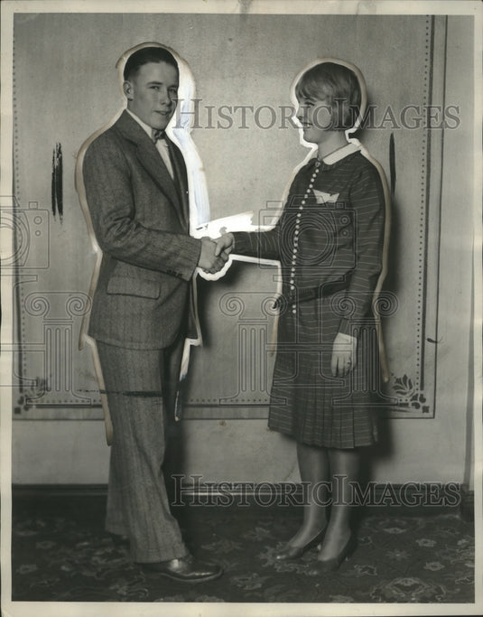 1928 Press Photo William Tobias & Thelma Svarstad, Chosen 4-H Healthiest