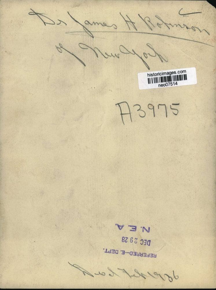 1928 Press Photo Dr James h. Robinson of New York - neo07514