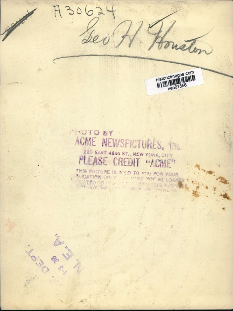 1938 Press Photo George H. Houston, President Baldwin Locomotive Works