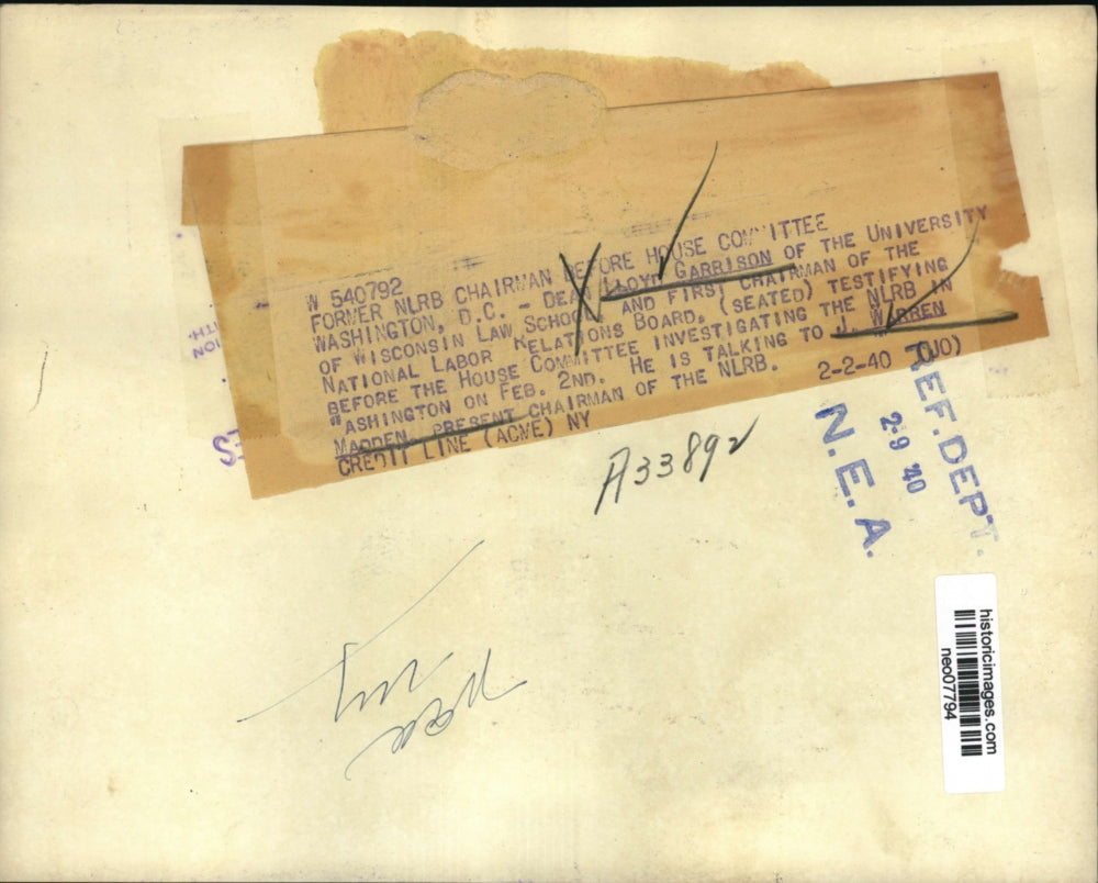 1940 Press Photo Dean Lloyd Garrison, U of Wisconsin, & Warren Madden of NLRB