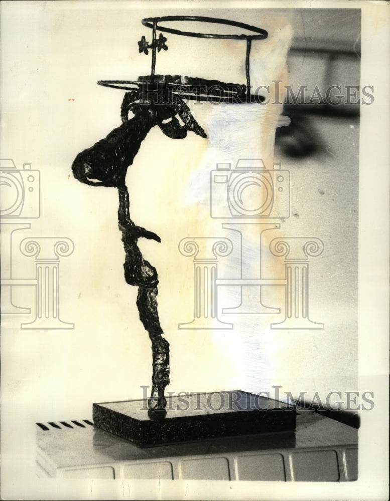 Load image into Gallery viewer, 1970 Press Photo Wrought-Iron Statue Gift to Charles de Gaulle in Cambados Spain

