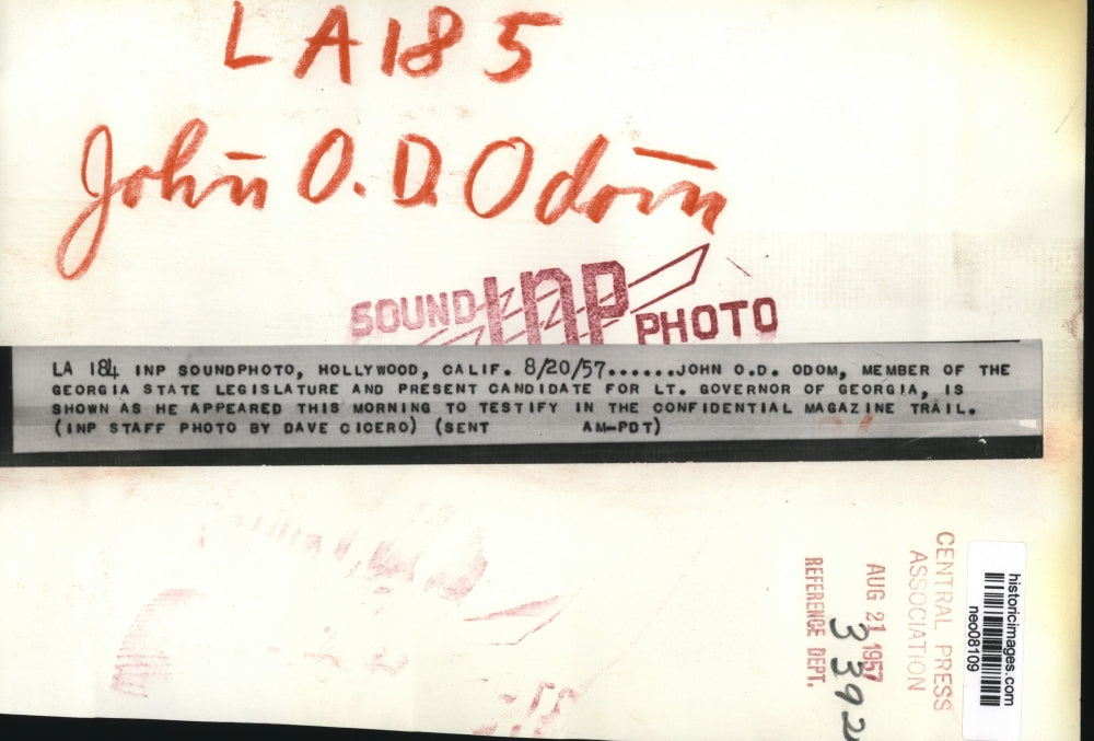 1957 Press Photo John Odom, candidate for Lt. Gov. of Georgia - neo08109