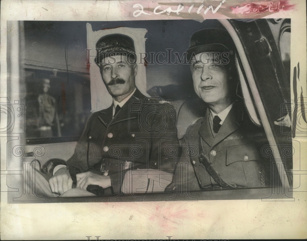 1943 Press Photo Henry Honore Giraud, Auguste Nogues to Review African Soldiers