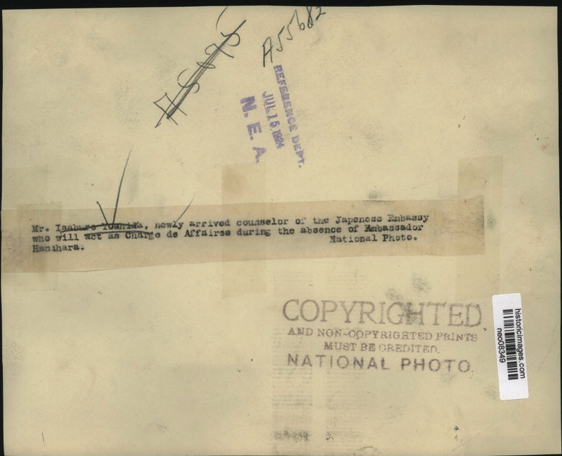 Load image into Gallery viewer, 1924 Press Photo Isahuro Yushida Counselor of the Japanese Embassy - neo08349
