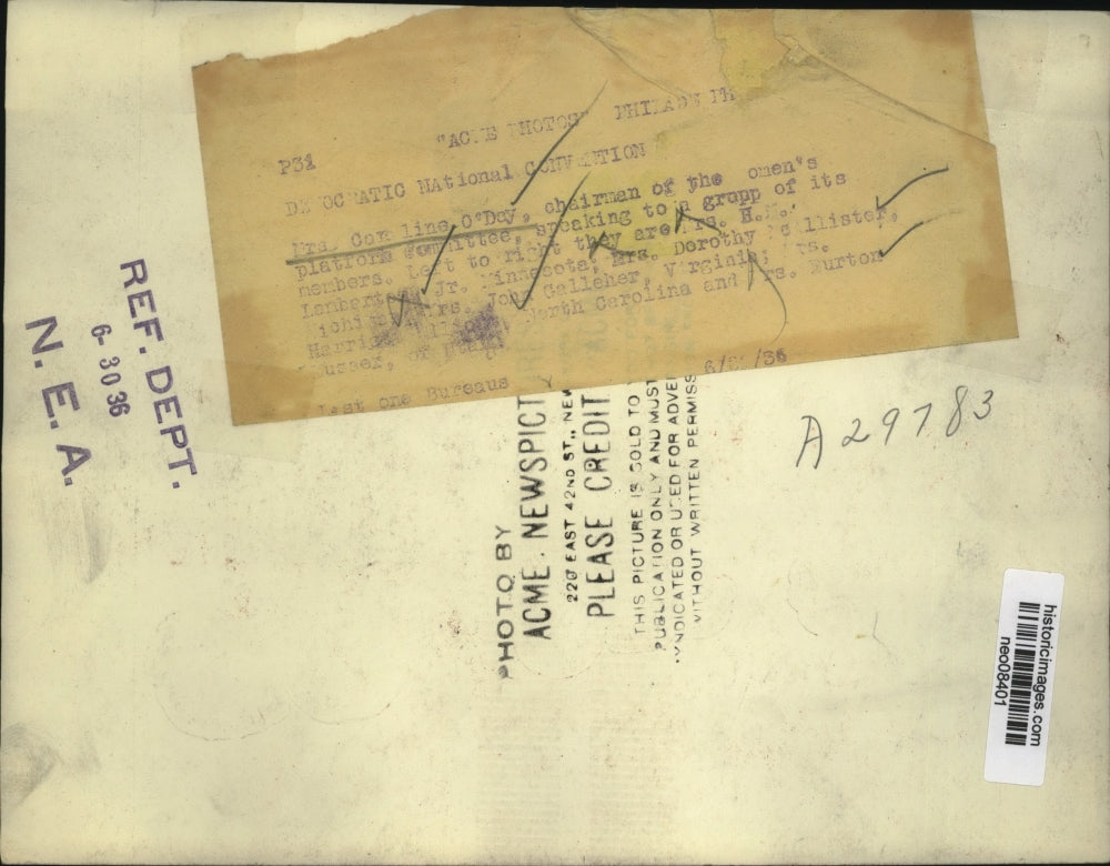 1936 Press Photo Caroline O'Day & Group of Democratic National Platform Committe