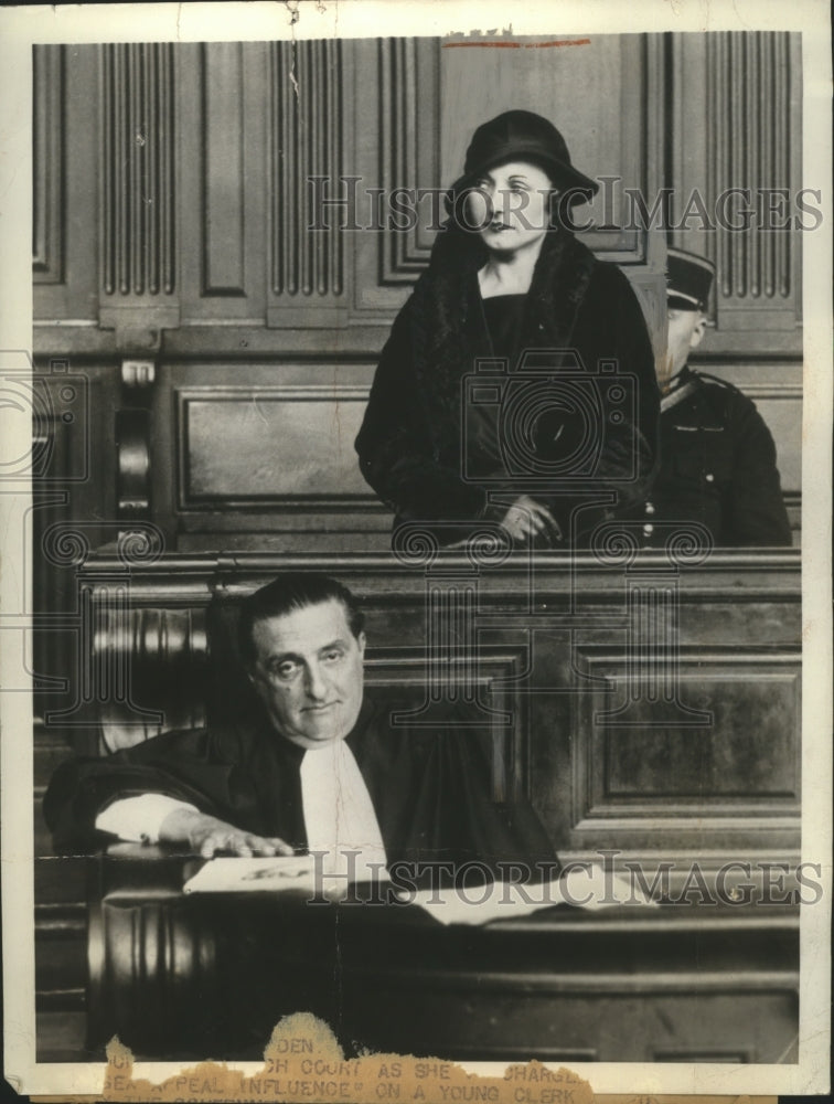 Load image into Gallery viewer, 1938 Press Photo Mlle. Michand charged with using sex appeal influence in Paris
