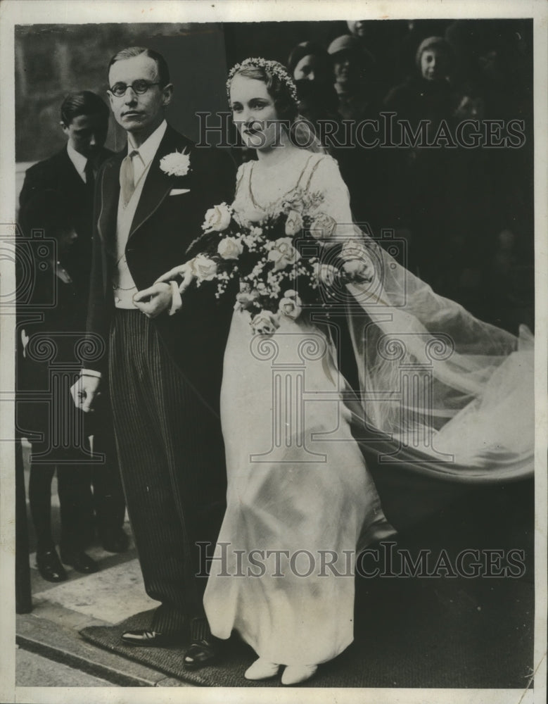 1933 Press Photo Michael Morris and his bride Jean Maitland Makgill Crichton