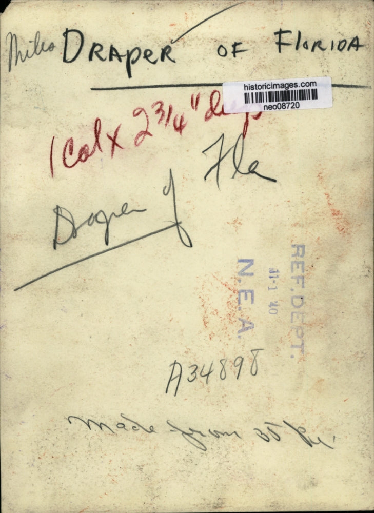 1940 Press Photo Miles Draper of Florida - neo08720