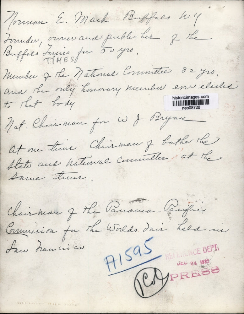 1932 Press Photo Norman E. Mack of Buffalo Times - neo08726