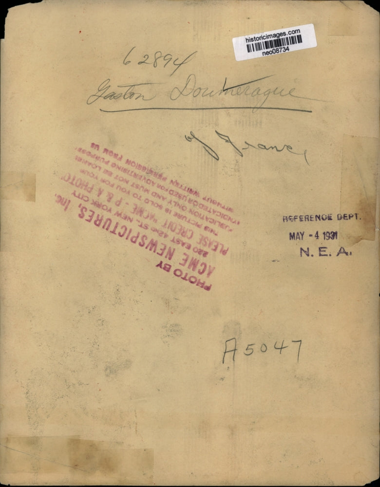 1931 Press Photo Gaston Doumergue, French Prime Minister - neo08734