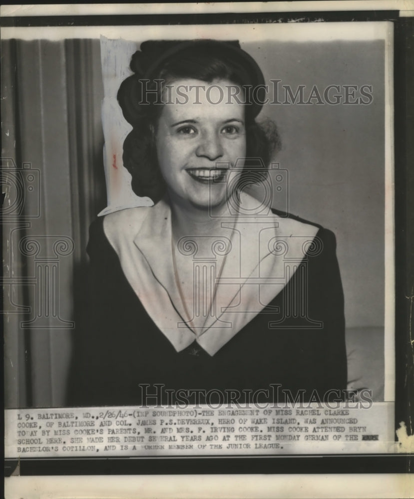 1946 Press Photo Rachel Clarke, Fiancee of Colonel James P.S. Devereux