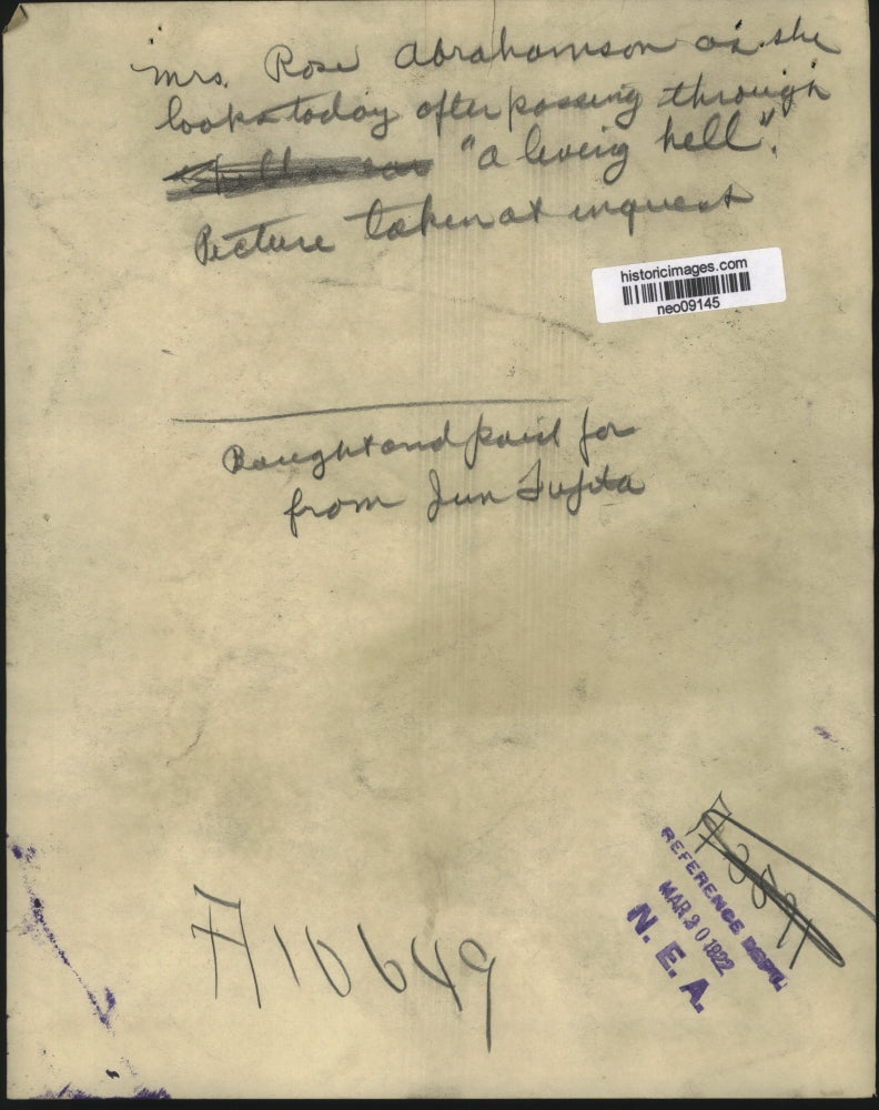 1922 Press Photo Rose Abrahamson at Inquest - neo09145