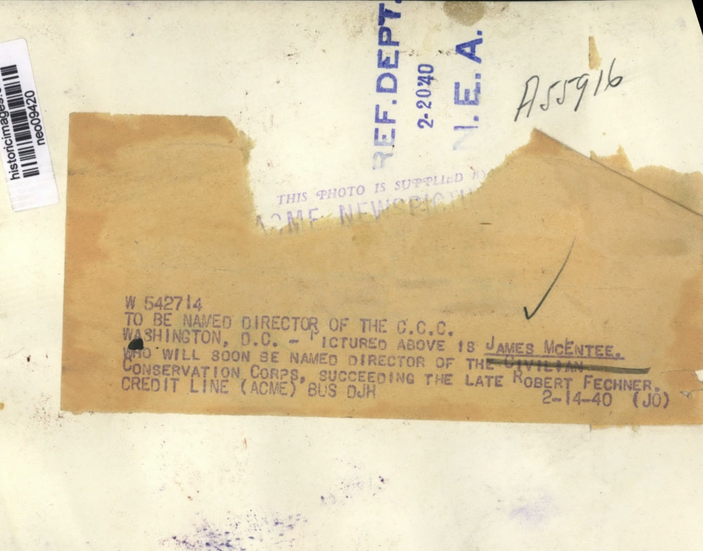 1940 Press Photo James McEntee, Director Civilian Conservation Corps - neo09420