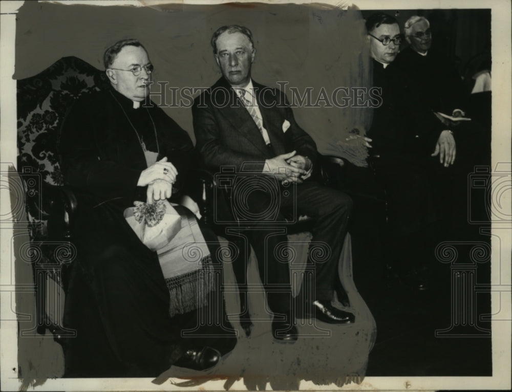 1933 Press Photo Charles O'Donnell with Gov Al Smith at Notre Dame Ceremonies