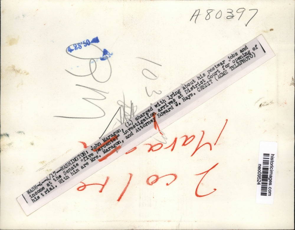 1950 Press Photo John Maragon charged with lying at "5 Percenter" investigation