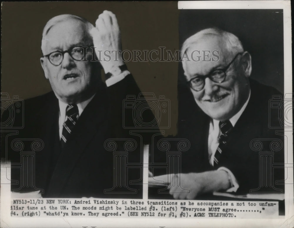 1950 Press Photo Series Andrei Vishinsky at United Nations - neo09533