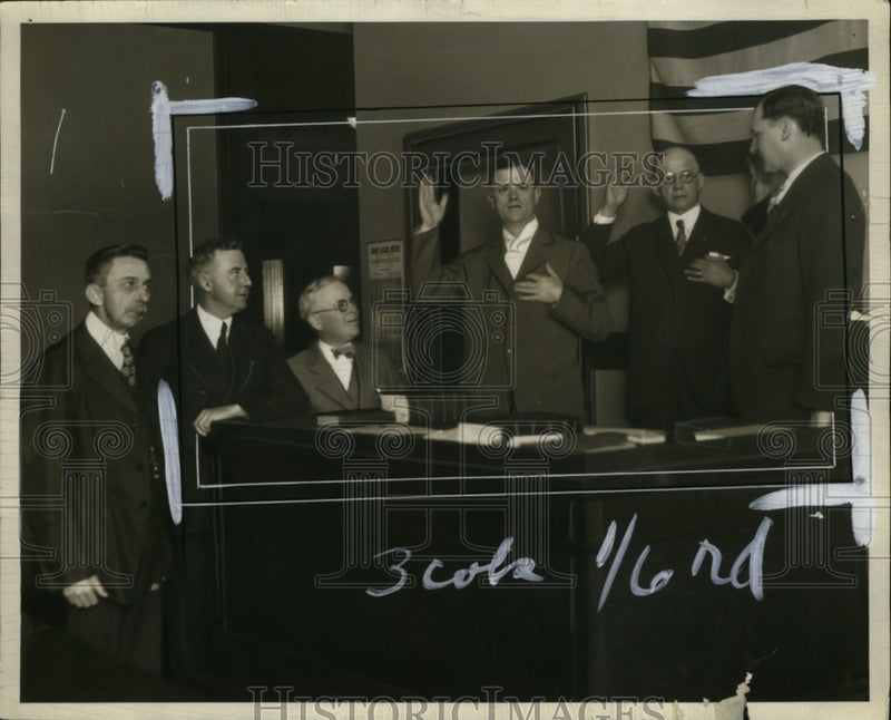 Load image into Gallery viewer, 1928 Press Photo Judges Sworn in as Eagles J.Dewskey, Thomas Greene, Viirgil
