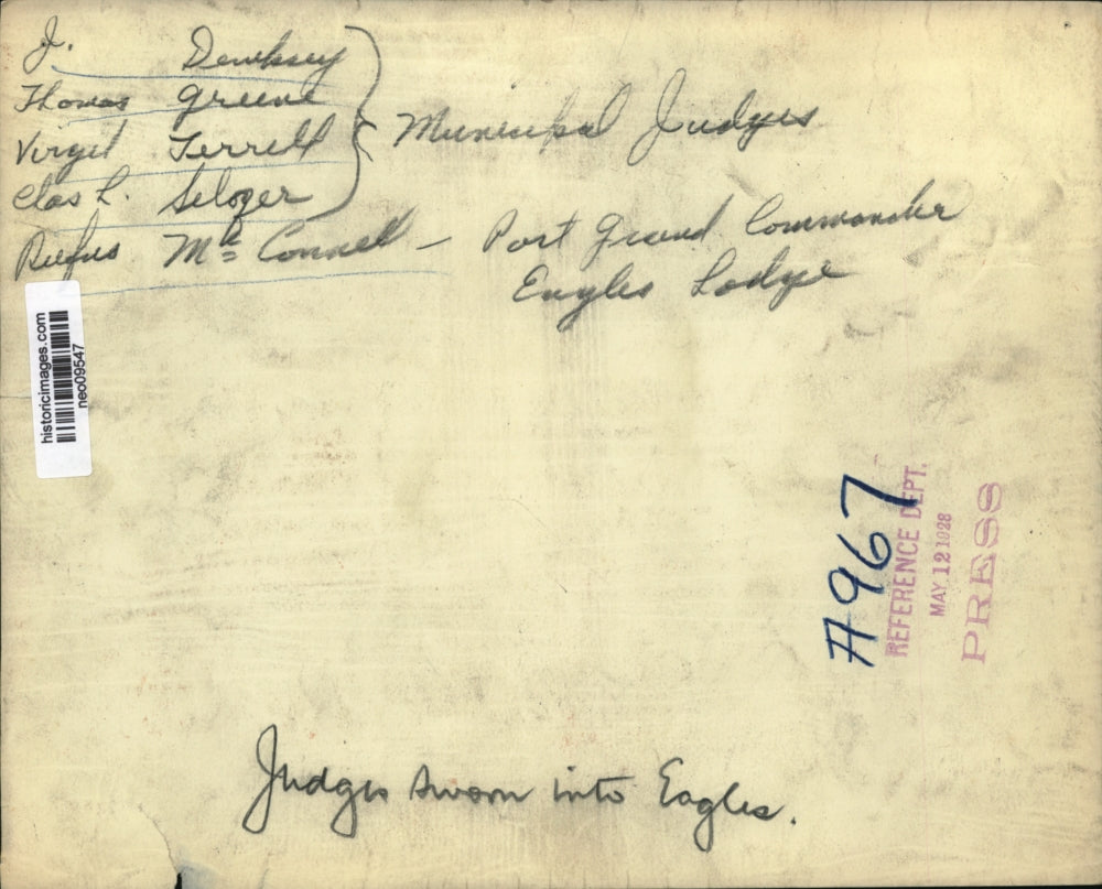 1928 Press Photo Judges Sworn in as Eagles J.Dewskey, Thomas Greene, Viirgil