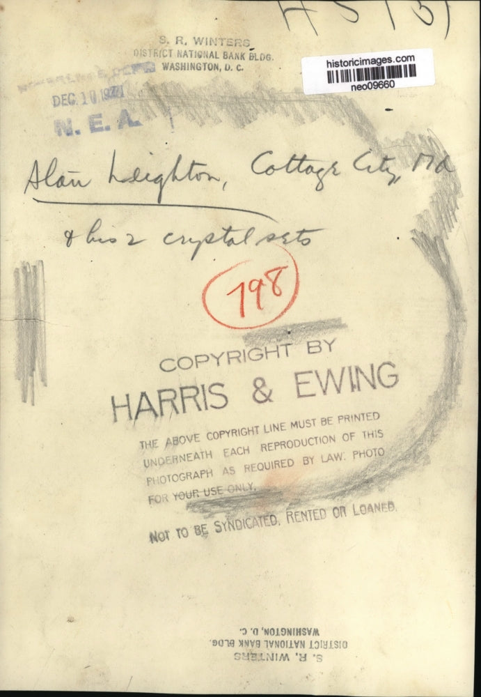 1922 Press Photo Alan Leighton and Crystal Sets of Cottage City, Maryland