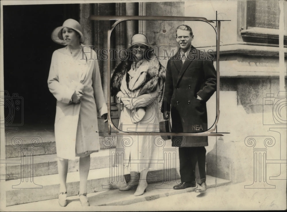 1929 Press Photo Maud Hill, Mrs Louis & Jerome Hill, Fiske-Seymour Wedding Paris