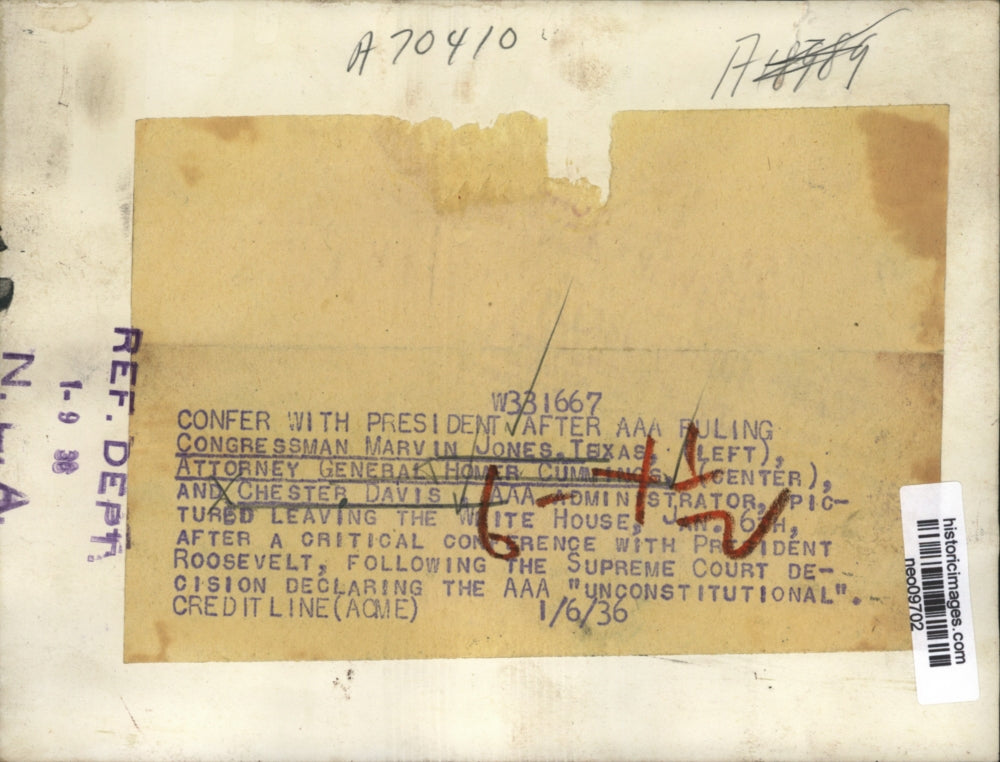 1936 Press Photo Congressman, Att. General, and AAA Admin. Leaving White House