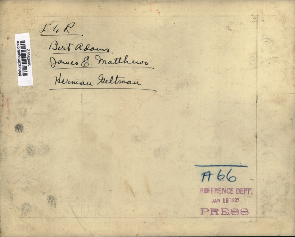 1927 Press Photo Bert Adams, James Matthews, Herman Geltman - neo09872