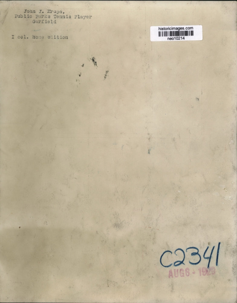 1929 Press Photo John J. Krups Public Parks Tennis Player Garfield - neo10214