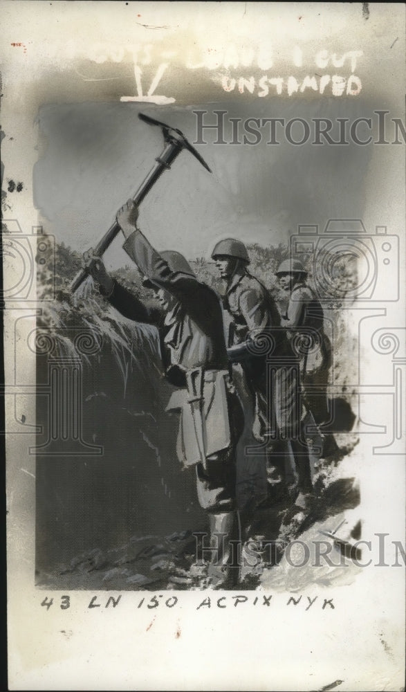 1938 Press Photo Czechoslovakian Army Dig in Prague - neo10454