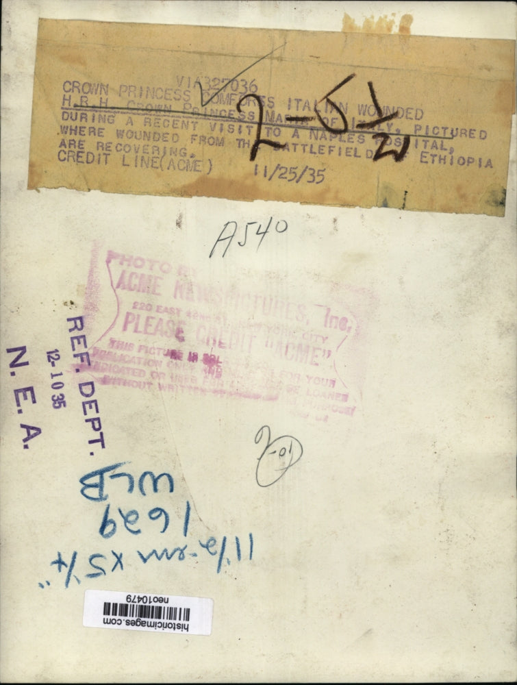 1935 Press Photo Princess Maria of Italy Nurse at Naples Hospital - neo10479