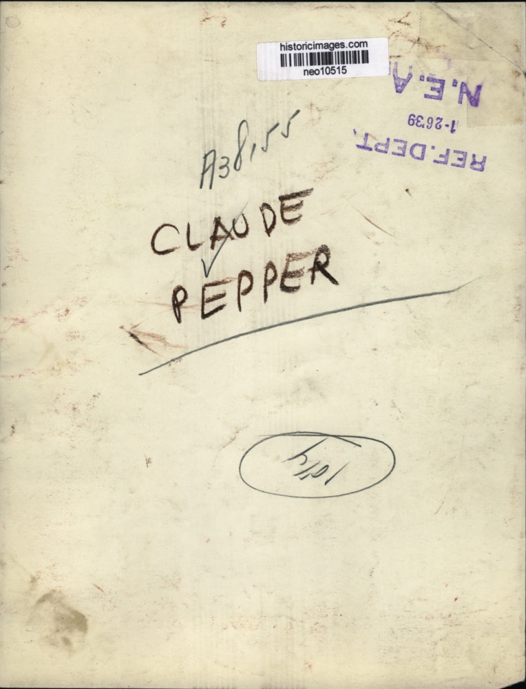 1939 Press Photo American Politician Claude Pepper - neo10515