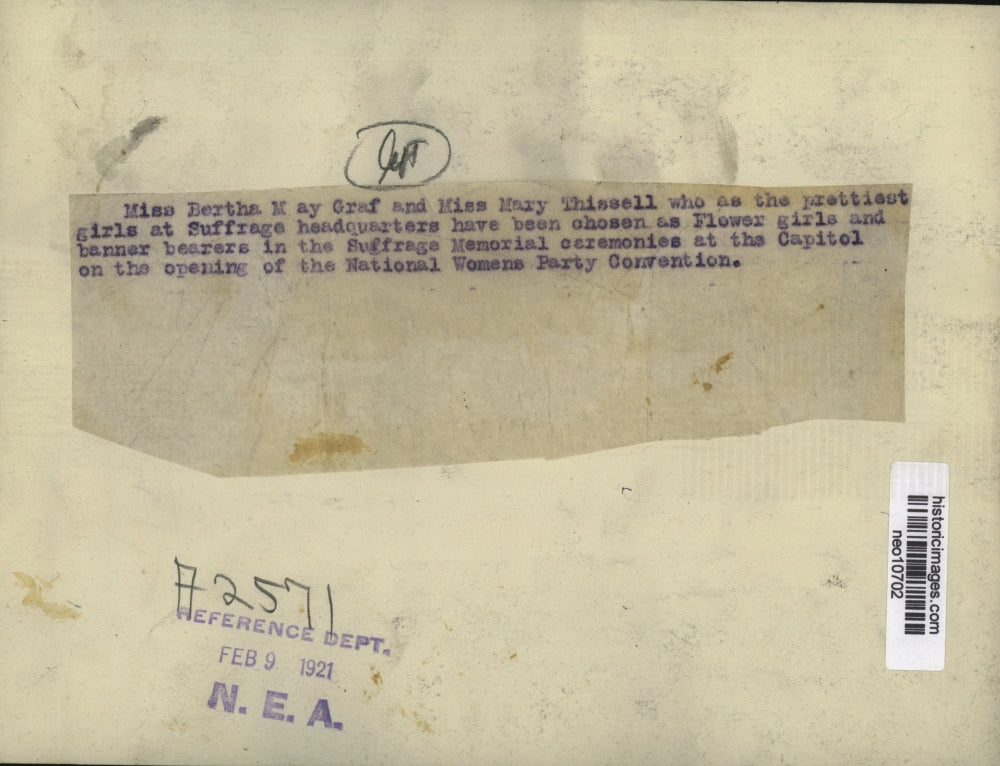 1921 Press Photo Bertha May Graf & Mary Thissell of National Women's Party