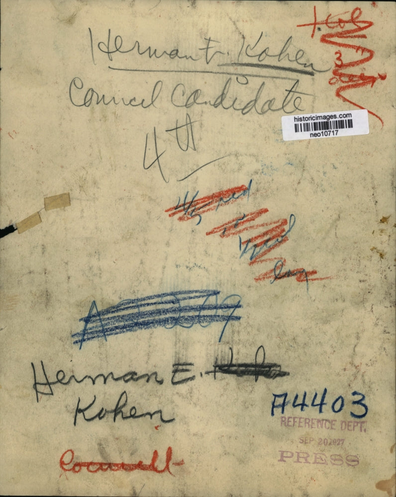 1927 Press Photo Herman E. Kohen, Council Candidate - neo10717