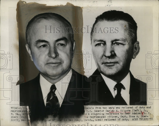 1949 Press Photo Sen. Harley W. Killgore made slighting ref to Rear Adm. B.H