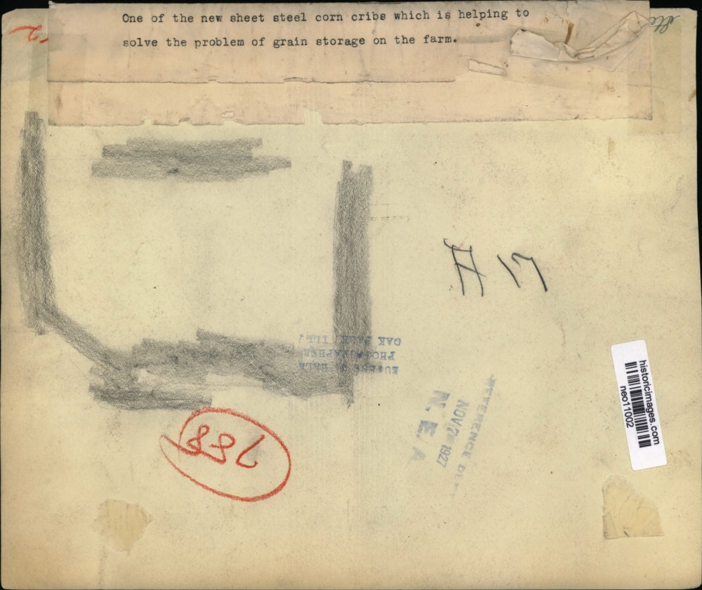 1927 Press Photo New steel corn cribs to solve grain storage issues - neo11002