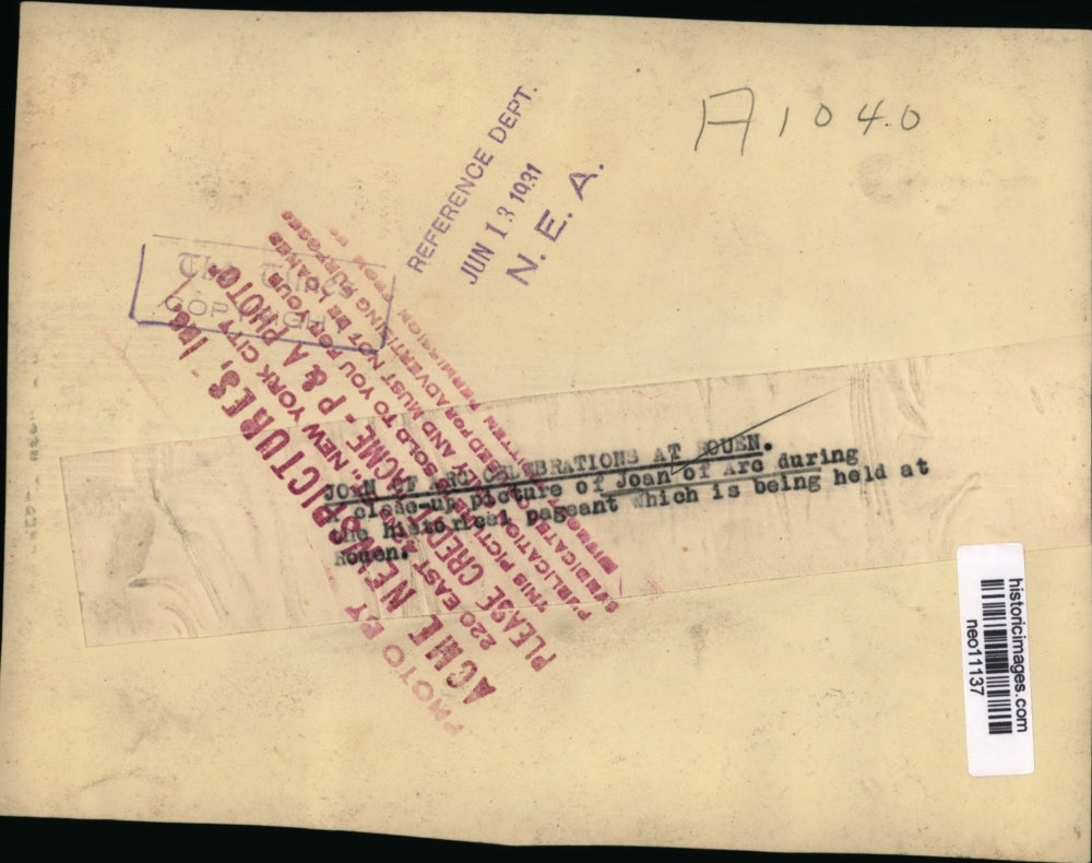 1931 Press Photo Joan of Arc celebrations pageant at Rouen France - neo11137