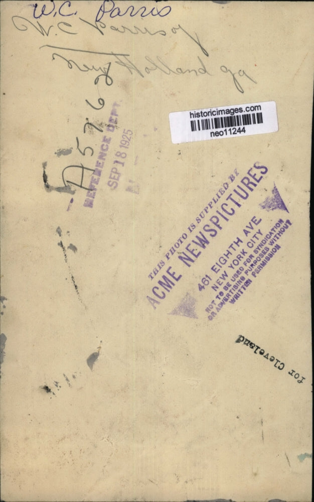 1925 Press Photo W.C. Parris of New Holland GA - neo11244