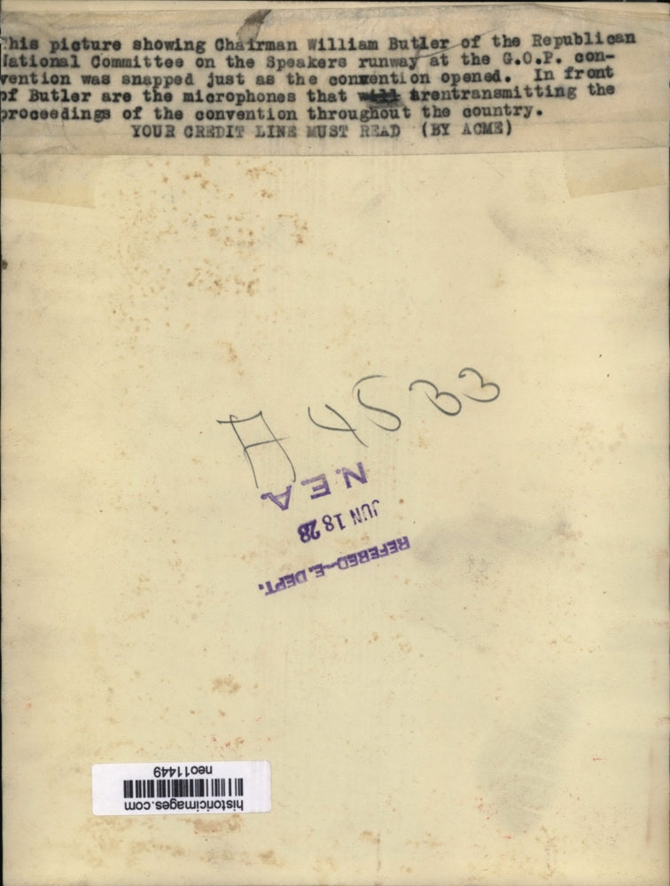 1928 Press Photo William Butler at GOP Republican Convention - neo11449