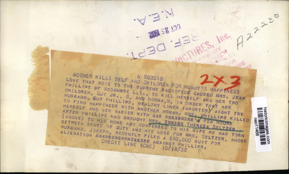 1932 Press Photo Theresa Seltzer Mistress of Guy Phillips Whose Wife Killed Self