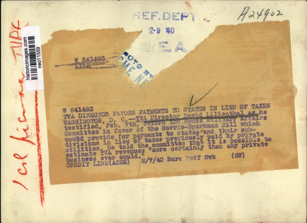 1940 Press Photo David E. Lillienthal at House Military Affairs Committee