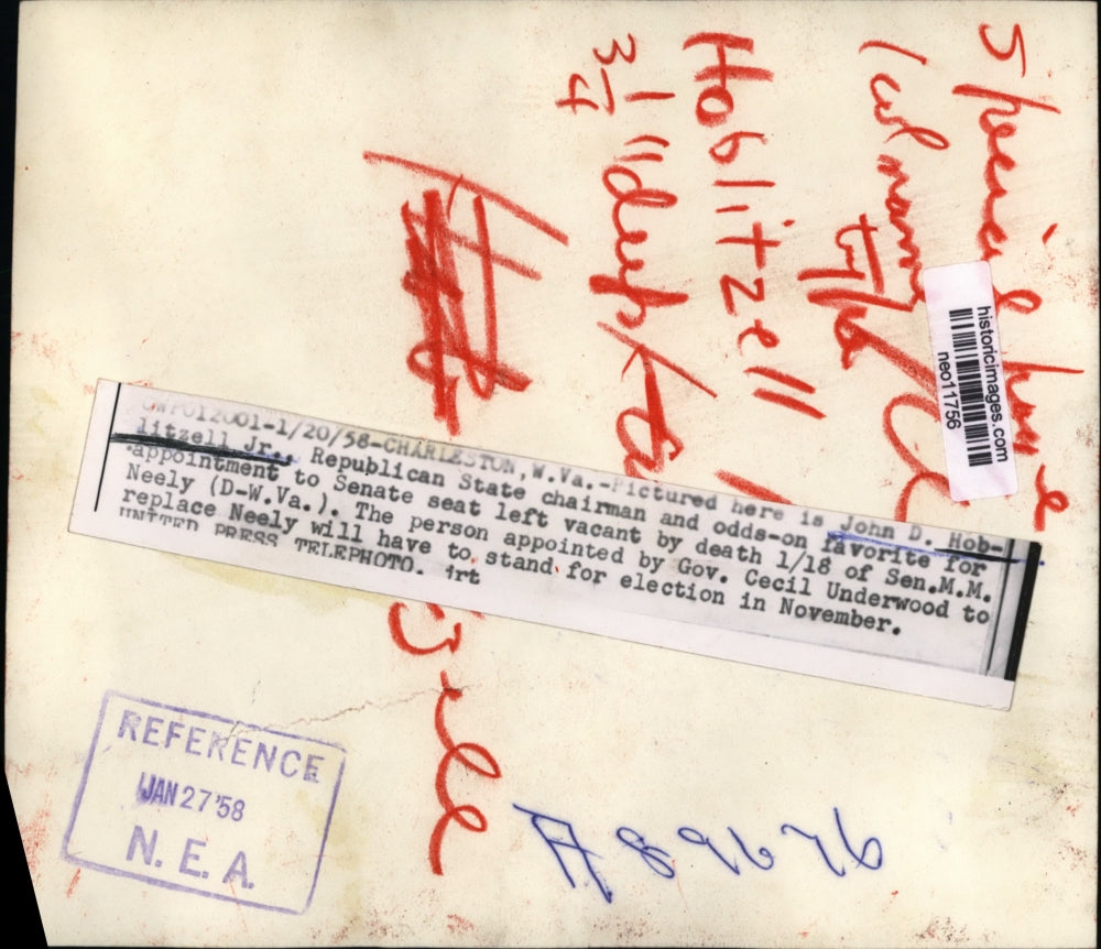 1958 Press Photo John D. Hoblitzell Jr. favorite for Senate Seat - neo11756