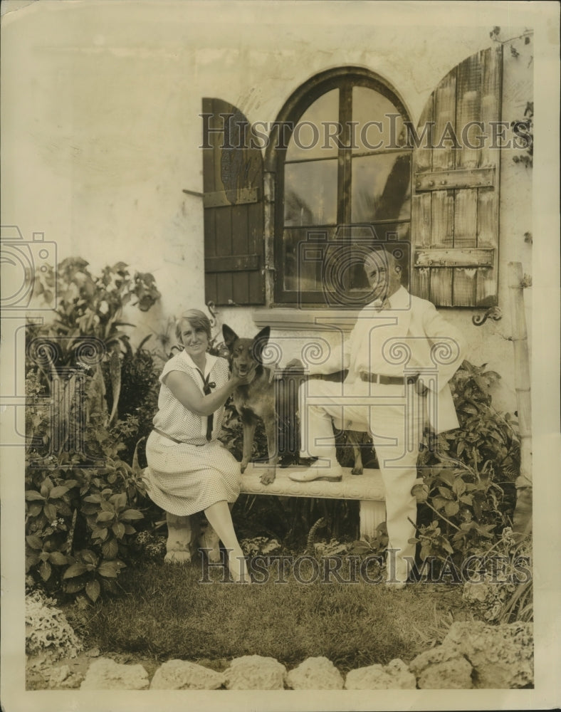 Load image into Gallery viewer, 1928 Press Photo Oldest Living Elk M.B. Leavitt &amp; Wife at Home, Miami Beach
