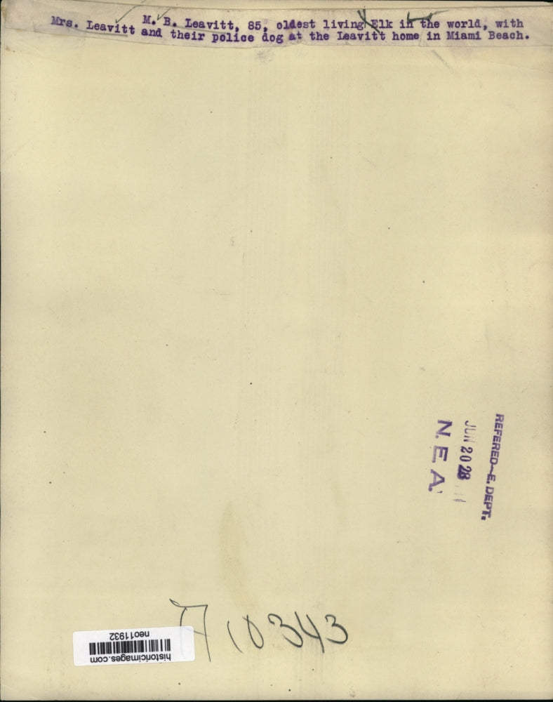 1928 Press Photo Oldest Living Elk M.B. Leavitt & Wife at Home, Miami Beach