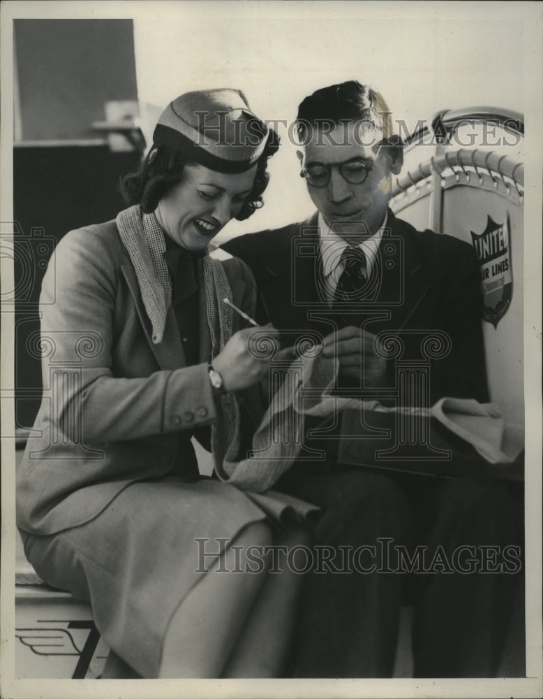 Load image into Gallery viewer, 1939 Press Photo Lumberjack &amp; Crocheter John Miller with Bernice Ashbridge
