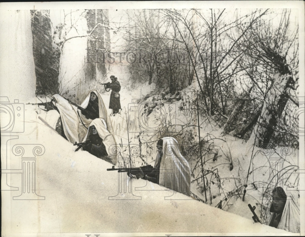 1940 Press Photo Indiana National Guard Winter Maneuvers Using Finland Tactics