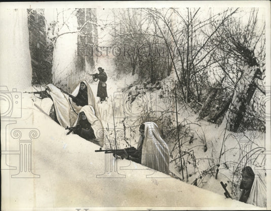 1940 Press Photo Indiana National Guard Winter Maneuvers Using Finland Tactics